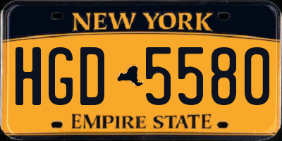 NY license plate HGD5580
