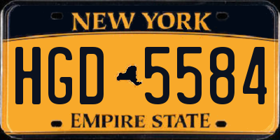 NY license plate HGD5584