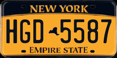 NY license plate HGD5587