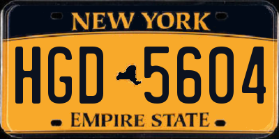 NY license plate HGD5604