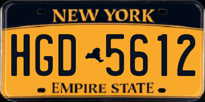 NY license plate HGD5612