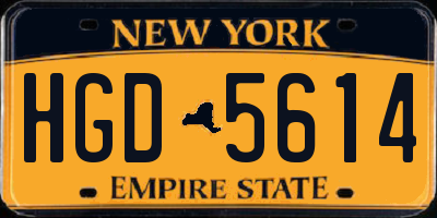 NY license plate HGD5614