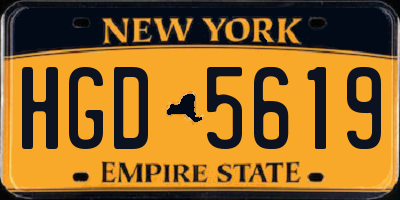 NY license plate HGD5619