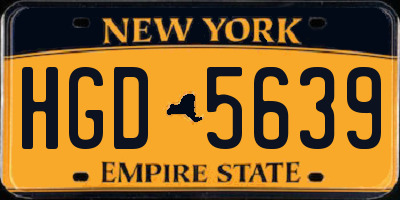 NY license plate HGD5639