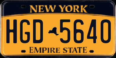 NY license plate HGD5640