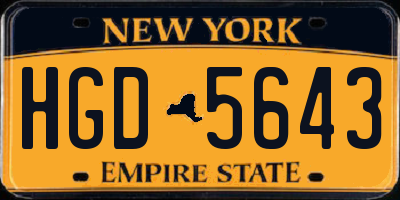 NY license plate HGD5643