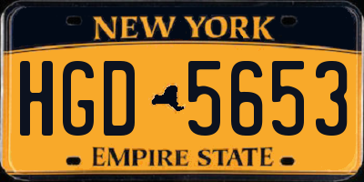 NY license plate HGD5653