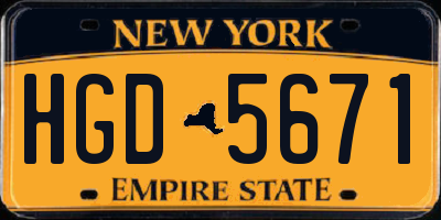 NY license plate HGD5671
