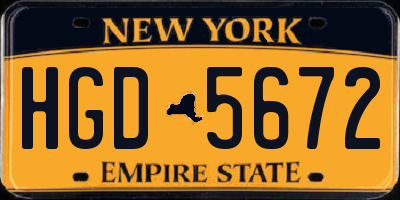 NY license plate HGD5672