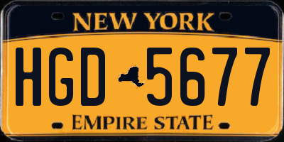 NY license plate HGD5677