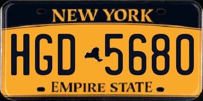 NY license plate HGD5680