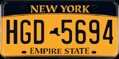 NY license plate HGD5694