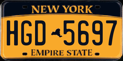 NY license plate HGD5697