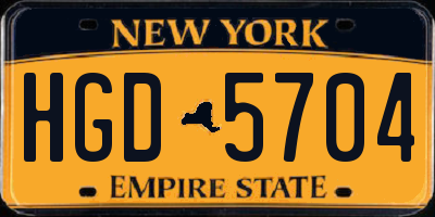 NY license plate HGD5704