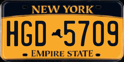 NY license plate HGD5709