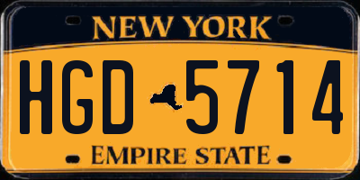 NY license plate HGD5714