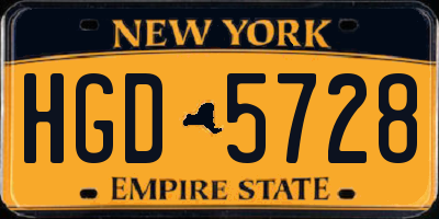 NY license plate HGD5728