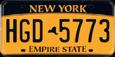 NY license plate HGD5773