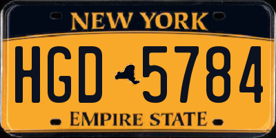 NY license plate HGD5784
