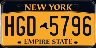 NY license plate HGD5796