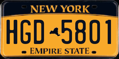 NY license plate HGD5801