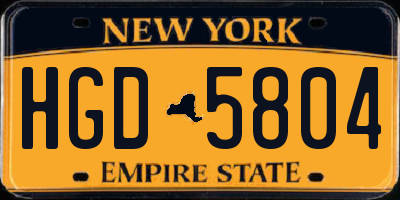 NY license plate HGD5804