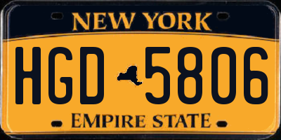 NY license plate HGD5806