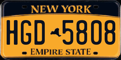 NY license plate HGD5808