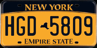 NY license plate HGD5809