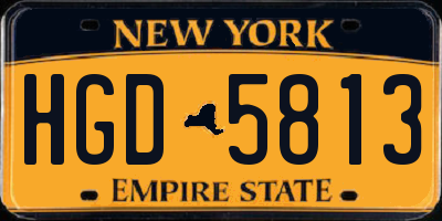 NY license plate HGD5813