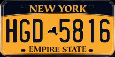 NY license plate HGD5816