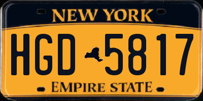 NY license plate HGD5817