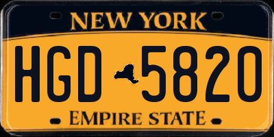 NY license plate HGD5820