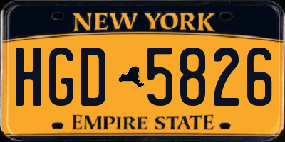 NY license plate HGD5826