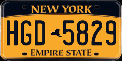 NY license plate HGD5829
