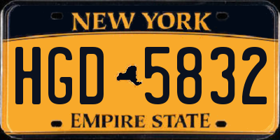 NY license plate HGD5832