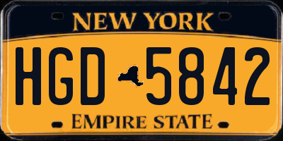 NY license plate HGD5842