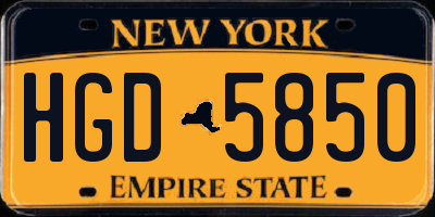 NY license plate HGD5850
