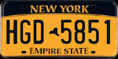 NY license plate HGD5851
