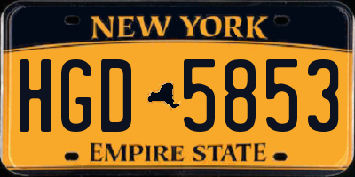 NY license plate HGD5853