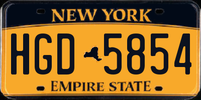 NY license plate HGD5854