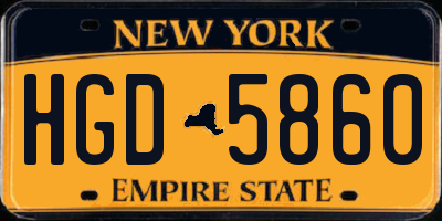 NY license plate HGD5860