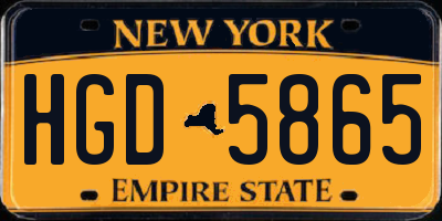 NY license plate HGD5865