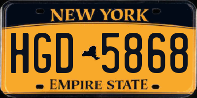 NY license plate HGD5868