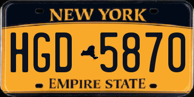 NY license plate HGD5870