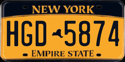 NY license plate HGD5874