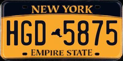 NY license plate HGD5875