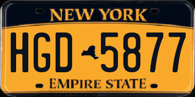 NY license plate HGD5877
