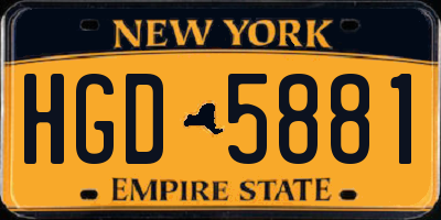 NY license plate HGD5881