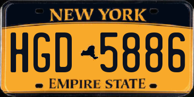 NY license plate HGD5886
